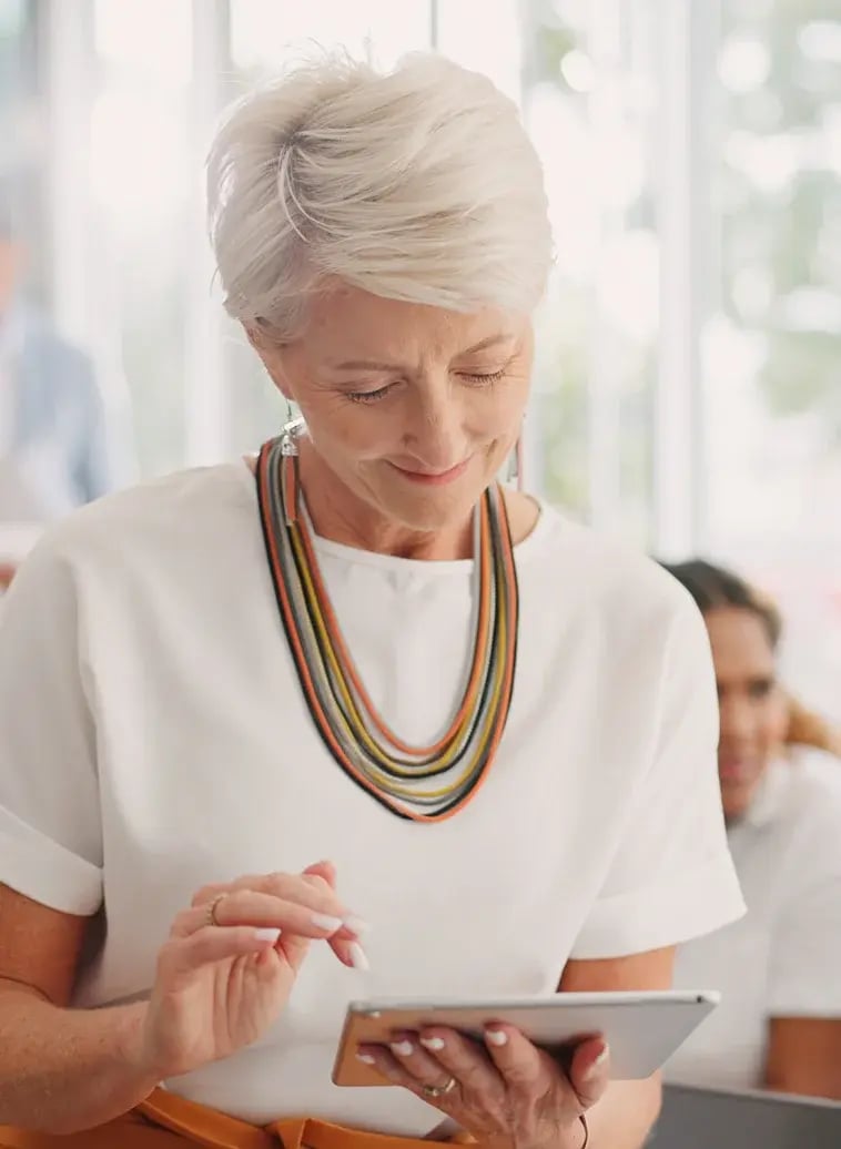 Lady using ipad